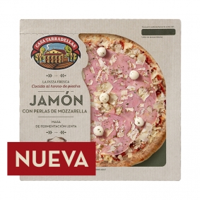 Pizza de jamón y perlas de mozzarella con masa de fermentación lenta Casa Tarradellas